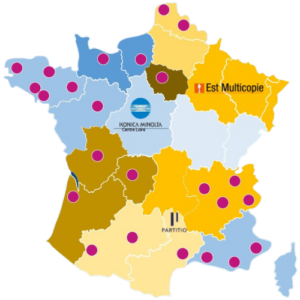 Carte agences et filiales Konica Minolta
